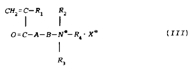 wobei R1 H oder CH3 ist; R2 und R3 jeweils eine Alkylgruppe mit 1 bis 2 Kohlenstoffatomen sind; R4...